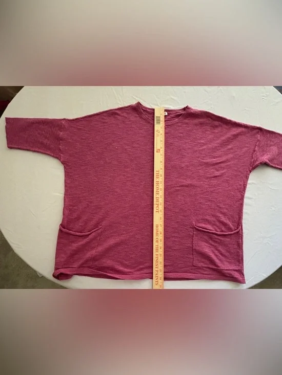 J. Jill Strawberry Pink Linen & Cotton Oversized Top w Pockets Women’s Medium - Picture 5 of 10